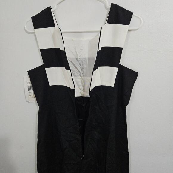NWT David Meister Linen Blend Black/White Strip Sleeveless Midi Dress Sz 6 Small - Picture 5 of 9
